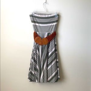 Strapless Green and Beige Dress